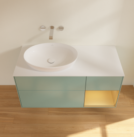 Тумба под раковину Villeroy & Boch Finion 120х50,1 см с подсветкой МДФ оливковый матовый лак/стекло белое матовое FA51HFGM