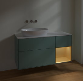 Тумба под раковину Villeroy & Boch Finion 120х50,1 см с подсветкой МДФ оливковый матовый лак/стекло белое матовое FA51HFGM