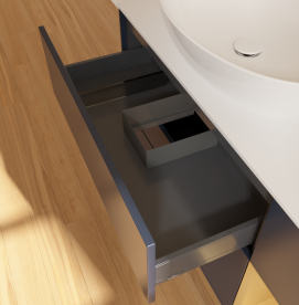 Тумба под раковину Villeroy & Boch Finion 120х50,1 см с подсветкой МДФ темно-синий матовый лак/стекло белое матовое FA51HFHG