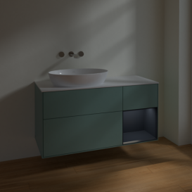 Тумба под раковину Villeroy & Boch Finion 120х50,1 см с подсветкой МДФ оливковый матовый лак/стекло белое матовое FA51HGGM