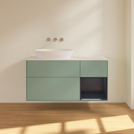 Тумба под раковину Villeroy & Boch Finion 120х50,1 см с подсветкой МДФ оливковый матовый лак/стекло белое матовое FA51HGGM