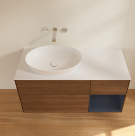 Тумба под раковину Villeroy & Boch Finion 120х50,1 см с подсветкой МДФ шпон грецкого ореха/стекло белое матовое FA51HGGN