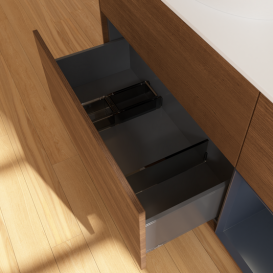 Тумба под раковину Villeroy & Boch Finion 120х50,1 см с подсветкой МДФ шпон грецкого ореха/стекло белое матовое FA51HGGN