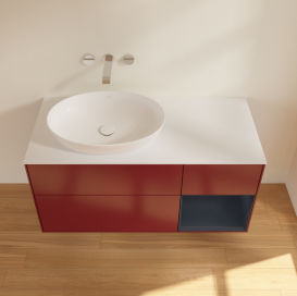 Тумба под раковину Villeroy & Boch Finion 120х50,1 см с подсветкой МДФ пион матовый лак/стекло белое матовое FA51HGHB