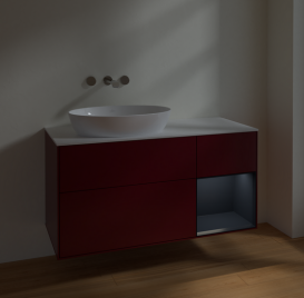 Тумба под раковину Villeroy & Boch Finion 120х50,1 см с подсветкой МДФ пион матовый лак/стекло белое матовое FA51HGHB