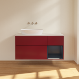 Тумба под раковину Villeroy & Boch Finion 120х50,1 см с подсветкой МДФ пион матовый лак/стекло белое матовое FA51HGHB