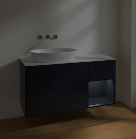 Тумба под раковину Villeroy & Boch Finion 120х50,1 см с подсветкой МДФ темно-синий матовый лак/стекло белое матовое FA51HGHG