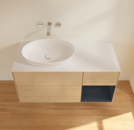 Тумба под раковину Villeroy & Boch Finion 120х50,1 см с подсветкой МДФ шпон дуба/стекло белое матовое FA51HGPC