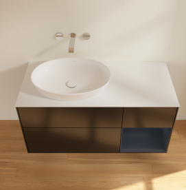 Тумба под раковину Villeroy & Boch Finion 120х50,1 см с подсветкой МДФ черный матовый лак/стекло белое матовое FA51HGPD