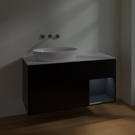 Тумба под раковину Villeroy & Boch Finion 120х50,1 см с подсветкой МДФ черный матовый лак/стекло белое матовое FA51HGPD
