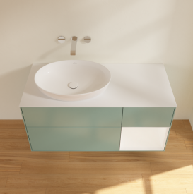 Тумба под раковину Villeroy & Boch Finion 120х50,1 см с подсветкой МДФ оливковый матовый лак/стекло белое матовое FA51MTGM