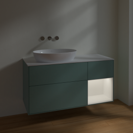 Тумба под раковину Villeroy & Boch Finion 120х50,1 см с подсветкой МДФ оливковый матовый лак/стекло белое матовое FA51MTGM