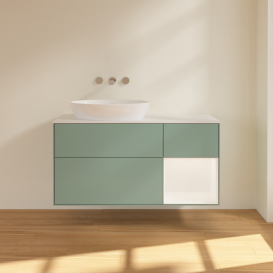 Тумба под раковину Villeroy & Boch Finion 120х50,1 см с подсветкой МДФ оливковый матовый лак/стекло белое матовое FA51MTGM