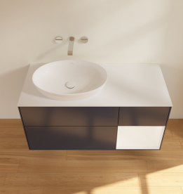 Тумба под раковину Villeroy & Boch Finion 120х50,1 см с подсветкой МДФ темно-синий матовый лак/стекло белое матовое FA51MTHG