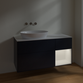 Тумба под раковину Villeroy & Boch Finion 120х50,1 см с подсветкой МДФ темно-синий матовый лак/стекло белое матовое FA51MTHG