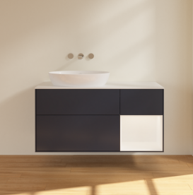 Тумба под раковину Villeroy & Boch Finion 120х50,1 см с подсветкой МДФ темно-синий матовый лак/стекло белое матовое FA51MTHG