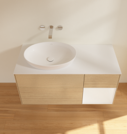 Тумба под раковину Villeroy & Boch Finion 120х50,1 см с подсветкой МДФ шпон дуба/стекло белое матовое FA51MTPC