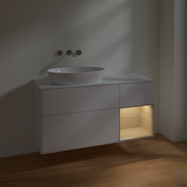 Тумба под раковину Villeroy & Boch Finion 120х50,1 см с подсветкой МДФ глянцевый белый лак/стекло белое матовое FA51PCGF