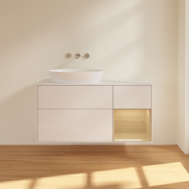 Тумба под раковину Villeroy & Boch Finion 120х50,1 см с подсветкой МДФ глянцевый белый лак/стекло белое матовое FA51PCGF