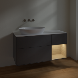 Тумба под раковину Villeroy & Boch Finion 120х50,1 см с подсветкой МДФ антрацит матовый лак/стекло белое матовое FA51PCGK