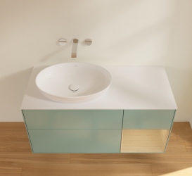 Тумба под раковину Villeroy & Boch Finion 120х50,1 см с подсветкой МДФ оливковый матовый лак/стекло белое матовое FA51PCGM