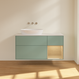 Тумба под раковину Villeroy & Boch Finion 120х50,1 см с подсветкой МДФ оливковый матовый лак/стекло белое матовое FA51PCGM