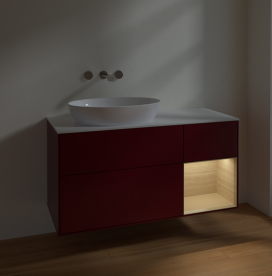 Тумба под раковину Villeroy & Boch Finion 120х50,1 см с подсветкой МДФ пион матовый лак/стекло белое матовое FA51PCHB