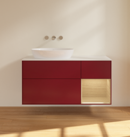 Тумба под раковину Villeroy & Boch Finion 120х50,1 см с подсветкой МДФ пион матовый лак/стекло белое матовое FA51PCHB