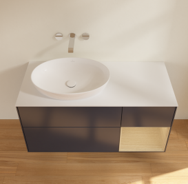 Тумба под раковину Villeroy & Boch Finion 120х50,1 см с подсветкой МДФ темно-синий матовый лак/стекло белое матовое FA51PCHG