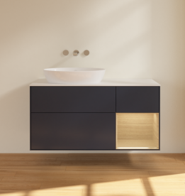 Тумба под раковину Villeroy & Boch Finion 120х50,1 см с подсветкой МДФ темно-синий матовый лак/стекло белое матовое FA51PCHG