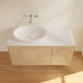 Тумба под раковину Villeroy & Boch Finion 120х50,1 см с подсветкой МДФ шпон дуба/стекло белое матовое FA51PCPC