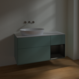 Тумба под раковину Villeroy & Boch Finion 120х50,1 см с подсветкой МДФ оливковый матовый лак/стекло белое матовое FA51PDGM