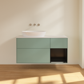 Тумба под раковину Villeroy & Boch Finion 120х50,1 см с подсветкой МДФ оливковый матовый лак/стекло белое матовое FA51PDGM