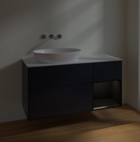 Тумба под раковину Villeroy & Boch Finion 120х50,1 см с подсветкой МДФ темно-синий матовый лак/стекло белое матовое FA51PDHG