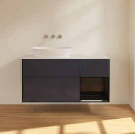 Тумба под раковину Villeroy & Boch Finion 120х50,1 см с подсветкой МДФ темно-синий матовый лак/стекло белое матовое FA51PDHG