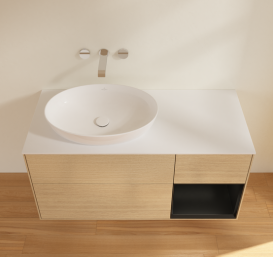 Тумба под раковину Villeroy & Boch Finion 120х50,1 см с подсветкой МДФ шпон дуба/стекло белое матовое FA51PDPC