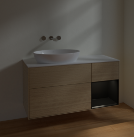 Тумба под раковину Villeroy & Boch Finion 120х50,1 см с подсветкой МДФ шпон дуба/стекло белое матовое FA51PDPC