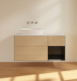 Тумба под раковину Villeroy & Boch Finion 120х50,1 см с подсветкой МДФ шпон дуба/стекло белое матовое FA51PDPC