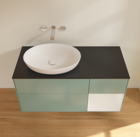 Тумба под раковину Villeroy & Boch Finion 120х50,1 см с подсветкой МДФ оливковый матовый лак/стекло черное матовое FA52GFGM