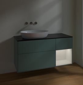 Тумба под раковину Villeroy & Boch Finion 120х50,1 см с подсветкой МДФ оливковый матовый лак/стекло черное матовое FA52GFGM