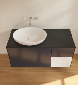 Тумба под раковину Villeroy & Boch Finion 120х50,1 см с подсветкой МДФ темно-синий матовый лак/стекло черное матовое FA52GFHG