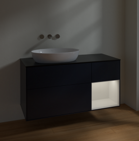 Тумба под раковину Villeroy & Boch Finion 120х50,1 см с подсветкой МДФ темно-синий матовый лак/стекло черное матовое FA52GFHG
