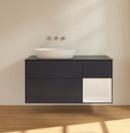 Тумба под раковину Villeroy & Boch Finion 120х50,1 см с подсветкой МДФ темно-синий матовый лак/стекло черное матовое FA52GFHG