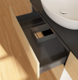 Тумба под раковину Villeroy & Boch Finion 120х50,1 см с подсветкой МДФ шпон дуба/стекло черное матовое FA52GFPC