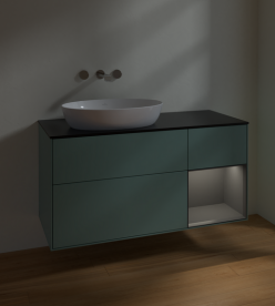 Тумба под раковину Villeroy & Boch Finion 120х50,1 см с подсветкой МДФ оливковый матовый лак/стекло черное матовое FA52GKGM