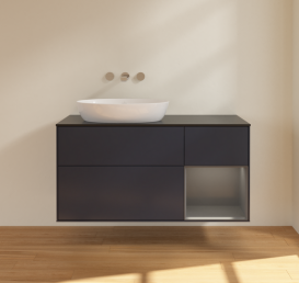 Тумба под раковину Villeroy & Boch Finion 120х50,1 см с подсветкой МДФ темно-синий матовый лак/стекло черное матовое FA52GKHG