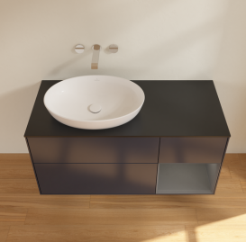 Тумба под раковину Villeroy & Boch Finion 120х50,1 см с подсветкой МДФ темно-синий матовый лак/стекло черное матовое FA52GKHG