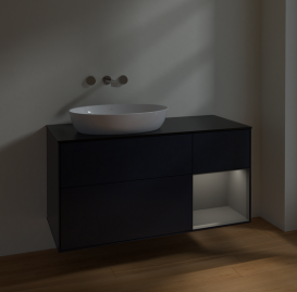 Тумба под раковину Villeroy & Boch Finion 120х50,1 см с подсветкой МДФ темно-синий матовый лак/стекло черное матовое FA52GKHG