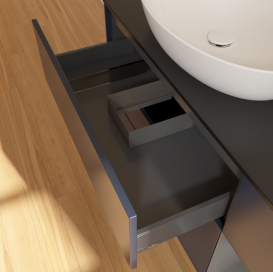 Тумба под раковину Villeroy & Boch Finion 120х50,1 см с подсветкой МДФ темно-синий матовый лак/стекло черное матовое FA52GKHG