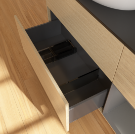 Тумба под раковину Villeroy & Boch Finion 120х50,1 см с подсветкой МДФ шпон дуба/стекло черное матовое FA52GKPC